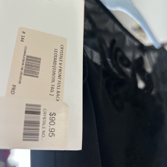 Crystals V-Front Full Black Leotard - Picture 4 of 6